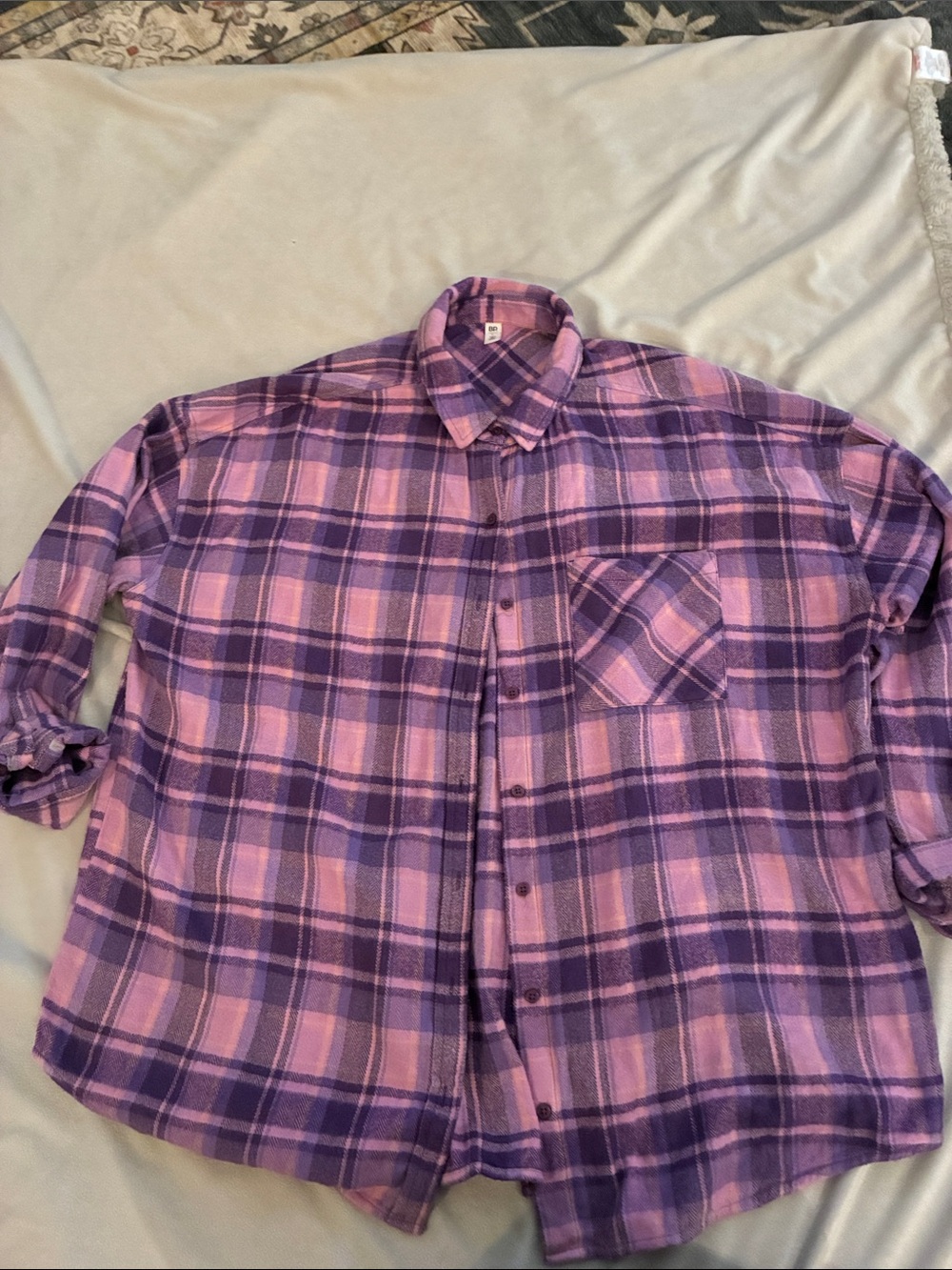 bp Purple and Pink Plaid Button-Down Shirt